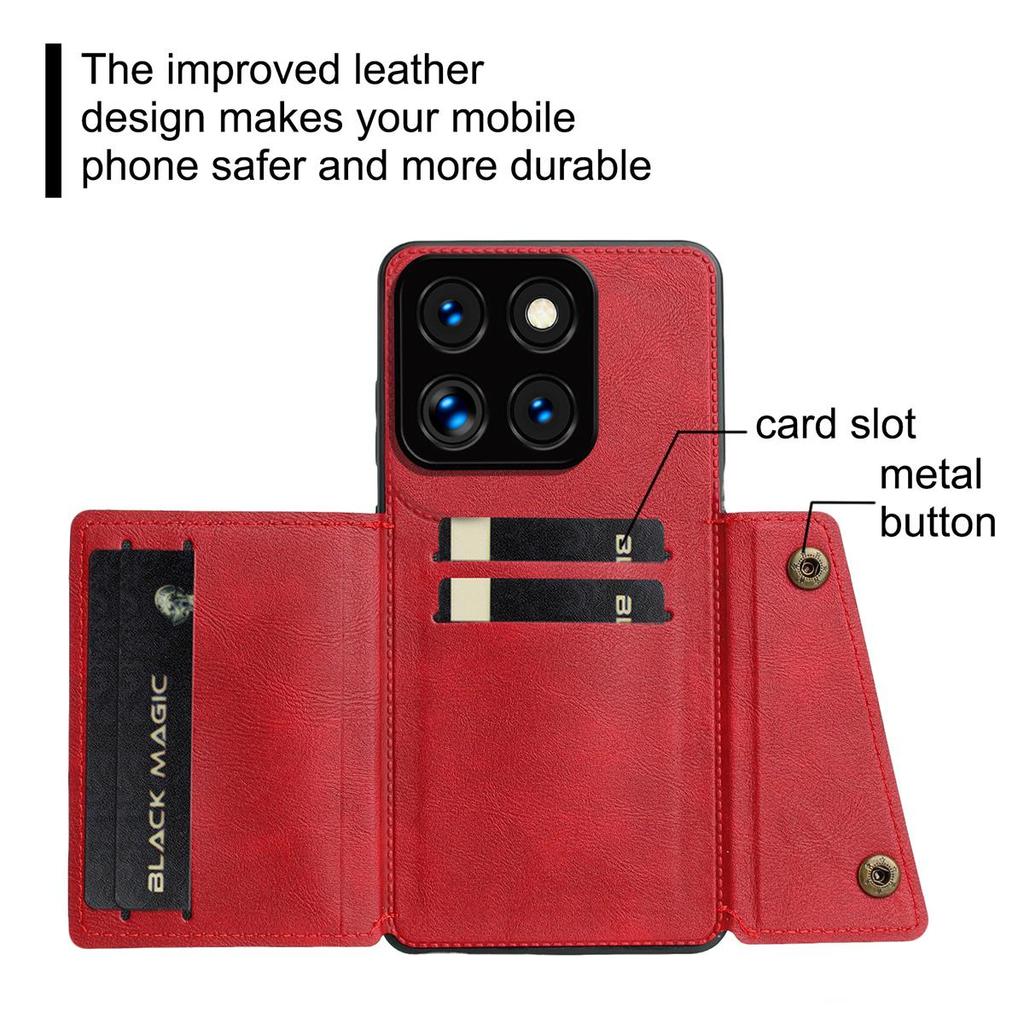 PU Leather Wallet Phone Case for Xiaomi 14 Pro,14 Multiple Card Slots Dual Metal Button Closure Shockproof Full‑Body Protective Cover