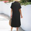 Women Dresses Summer Casual Short Sleeve Button Down Shirt Dresses Beach Cover Up With Pockets