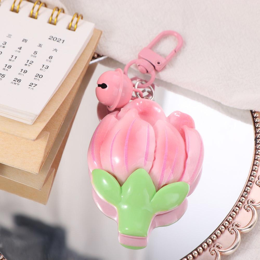 Lotus Peach Blossom Pendant Resin Car Key Ring Cute Peach Flower Keychain  Gifts