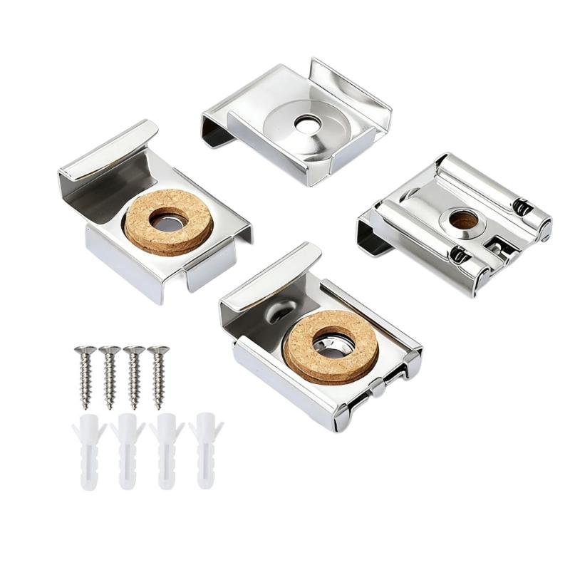 4pcs Iron Mirror Holders with Cork Padding For Wall Mounted Glass Adjustable Spring Clamp Holder