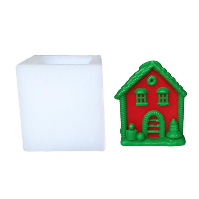 

Christmas House Silicone Mould for Candle Making Holiday Craft Soap Chocolate Art Festival Home Decoration 1