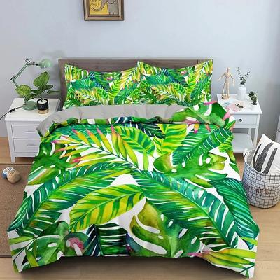 Tropical Plant Leaves Luxury Cozy Comfortable Duvet Quilt Cover Pillowcase Bedding Set Children Bedroom Decoration Home Textile