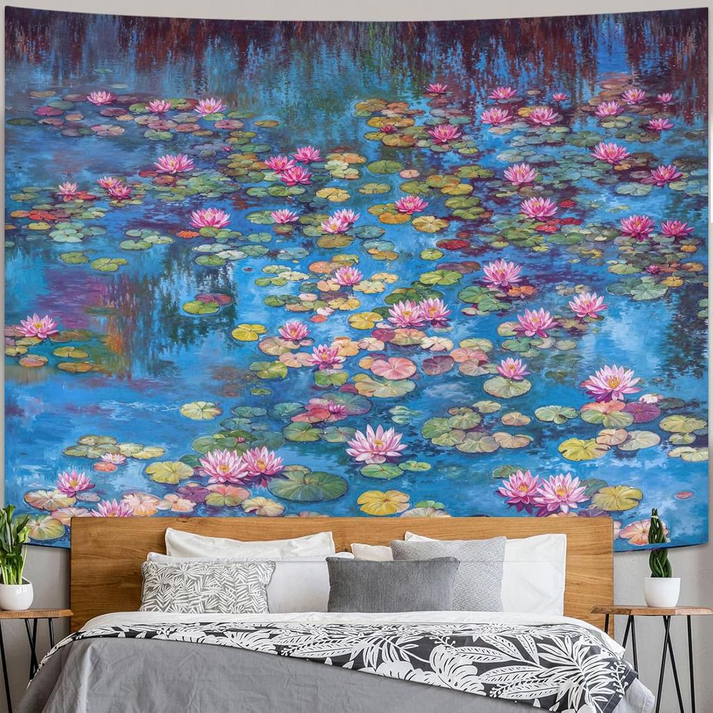 Kampdream Landscape Tapestry, Scenery Art Wall Tapestries, Nature Wall Decor for Bedroom Living Room Backdrop Sunset Wildflowers 36×48 Inches