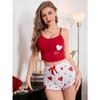 Europe beautiful woman pit strip love print sexy suspender vest shorts loungewear two-piece set