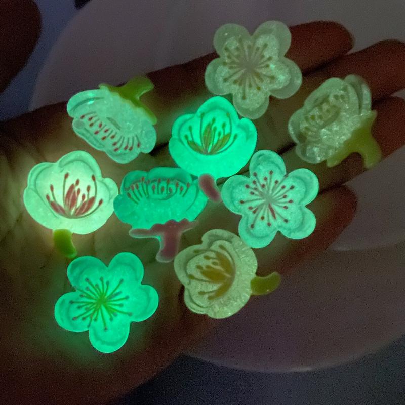 10Pcs New Cute Mini Luminous Transparent Lotus Flat back Resin Cabochons Scrapbooking DIY Jewelry Craft Decoration Accessorie