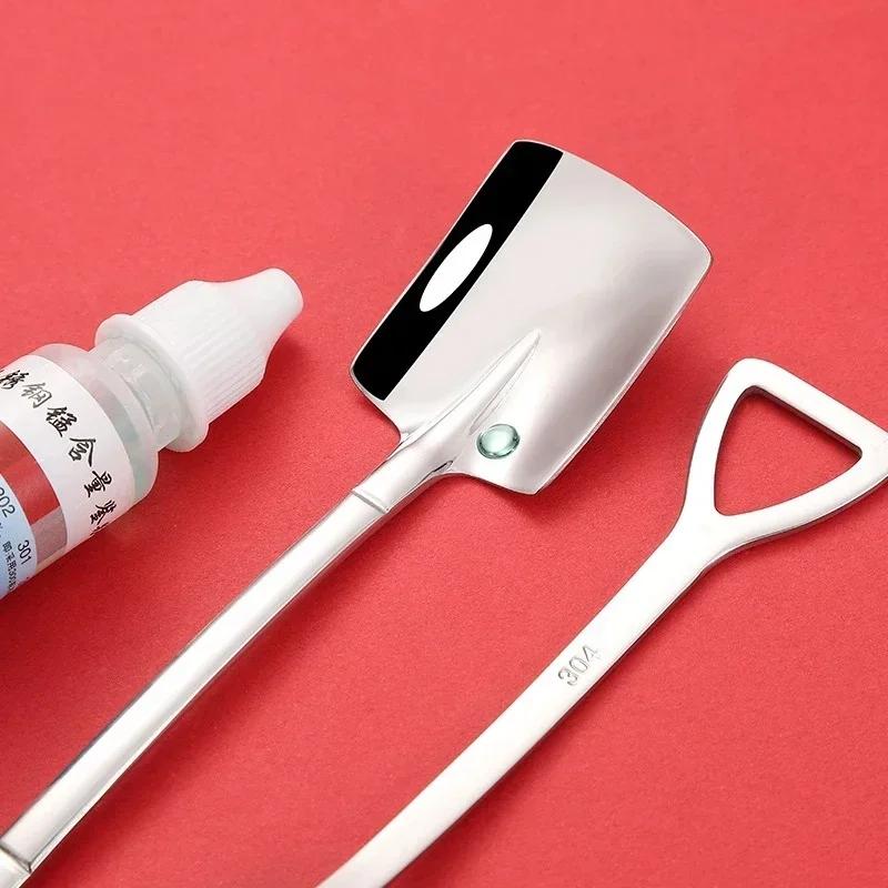 1PC Stainless Steel Shovel & Point Spoons Coffee Tea Spoon Ice Cream Dessert Tip Scoops Cutlery Tableware Set Kitchen Tools