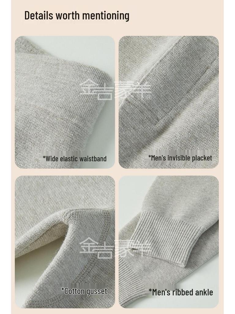 Unisex Double-Layer High-Waisted Wool Cashmere Pants for Autumn/Winter - Thick and Ideal for Middle-Aged and Elderly