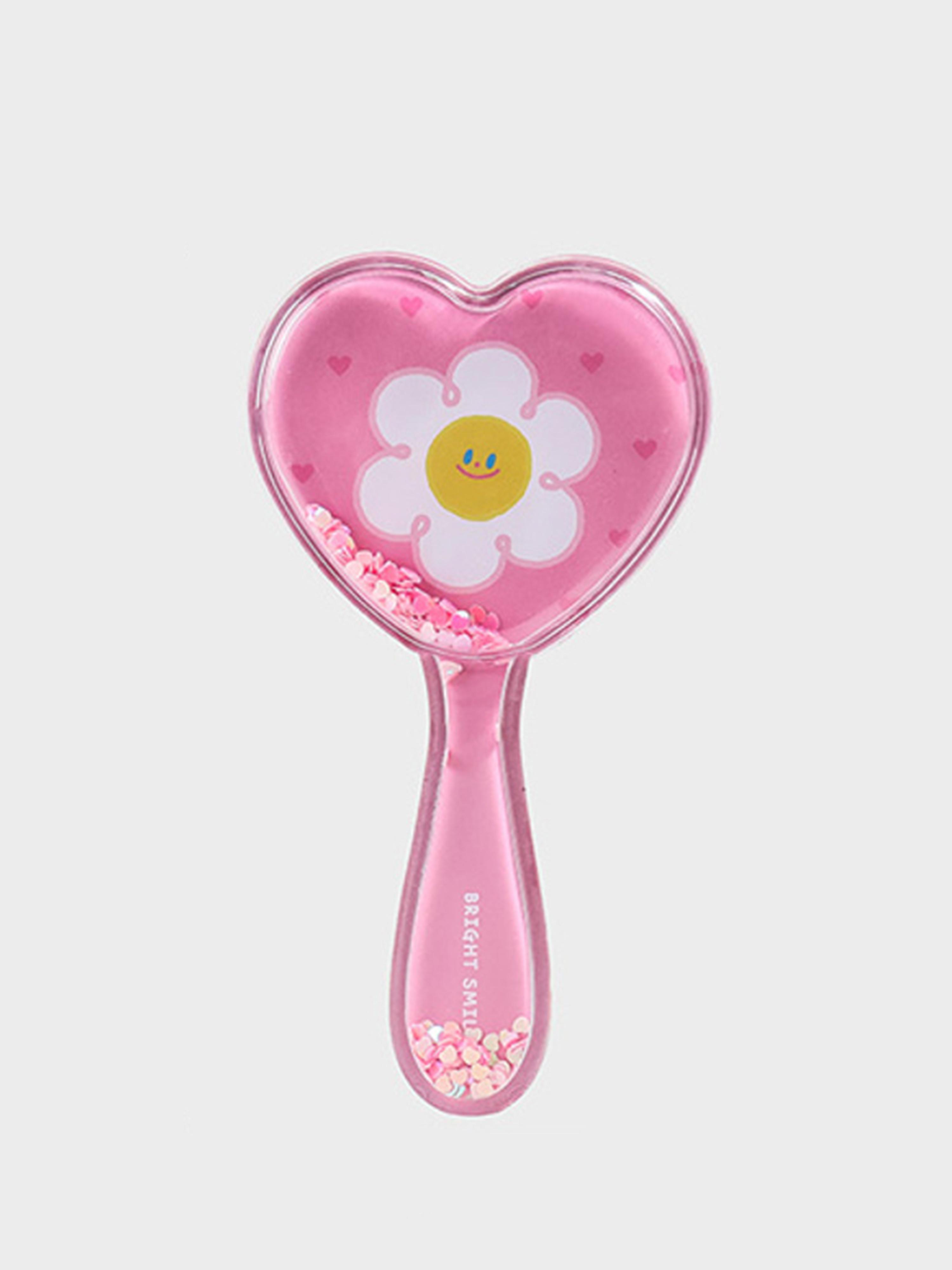 Sparkling Character Mini Hair Brush with Glitter Design 1ea