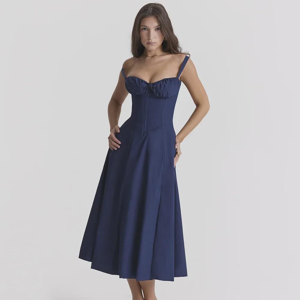 "Europäisches & Amerikanisches Sommerkleid im Französischen Stil mit Bindegürtel und Schlitz"
