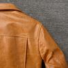 Natural Oil Waxed Cow Leather Jacket For Men Biker Clothes Yellow Soft Genuine Cowhide Coat Autumn