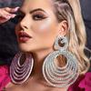 Stonefans Personality AB Color Large Hoop Earrings Gift Exaggerated Multi Layer Circle Drop Earrings Drag Queen Jewelry