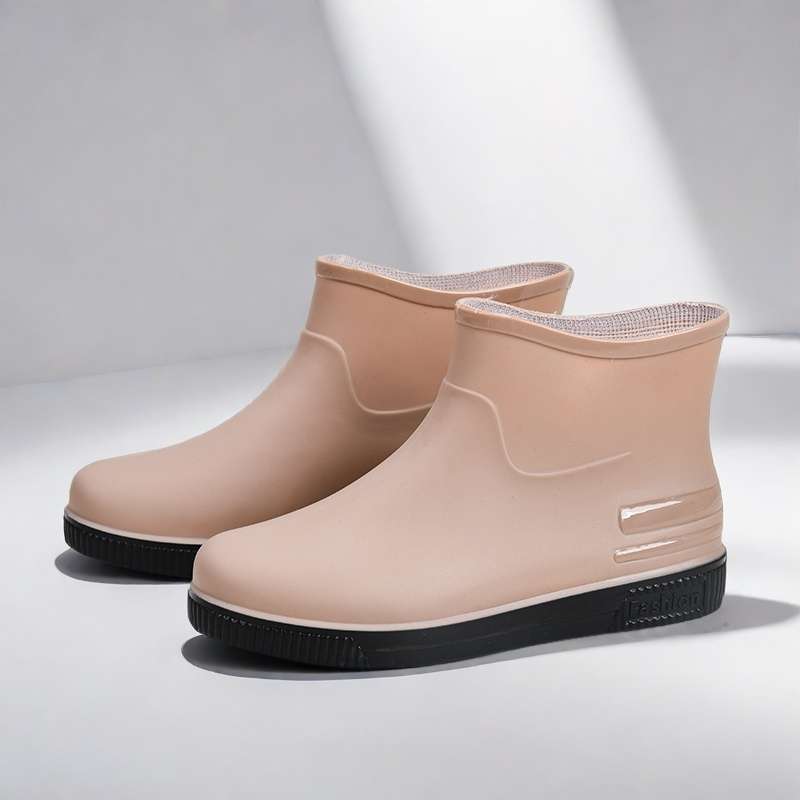 Fashion rain shoes water shoes women's adult warm waterproof non-slip velvet kitchen short rubber shoes rain boots cover shoes water boots