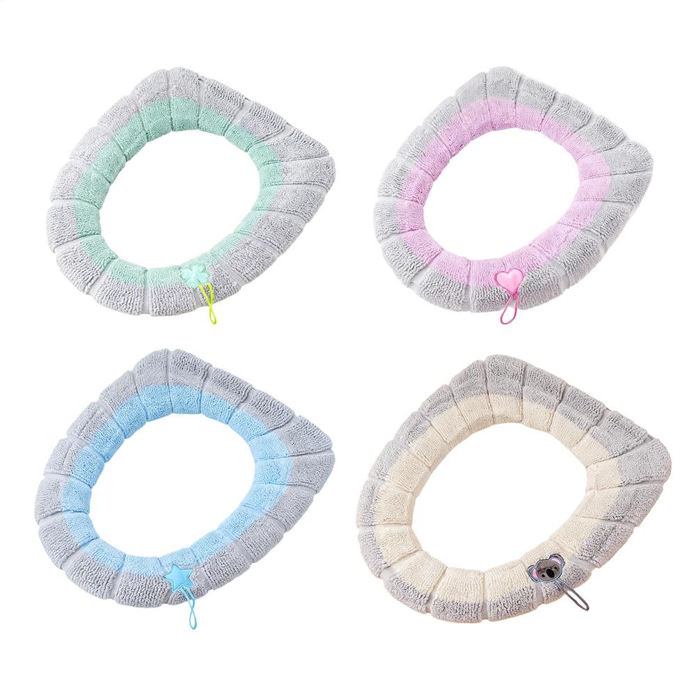 

Warm Toilet Seat Cover 4 Pieces Winter Bathroom Accessories Soft Toilet Seat Pad For Homeowners Renters Cold Climate Basement