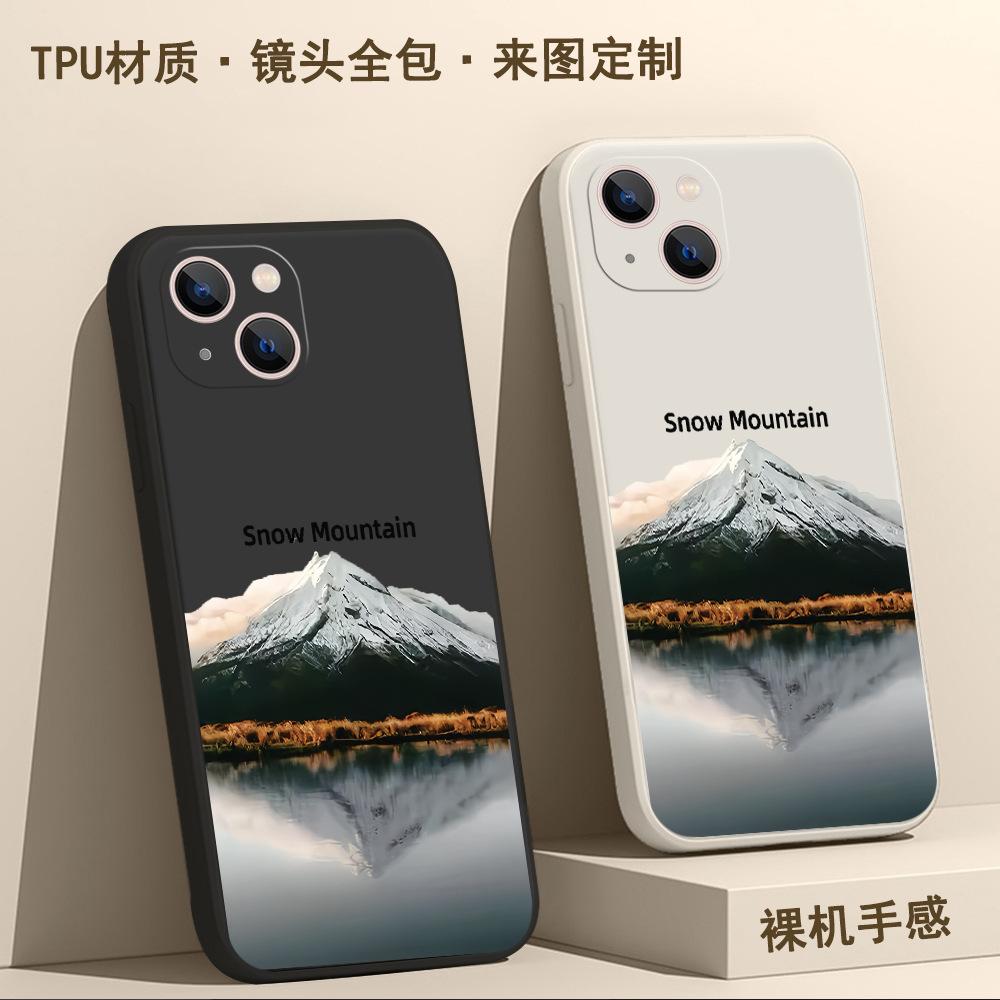 Reflection Snow Mountain is suitable for Apple 16promax mobile phone case, the new iphone15 matte soft case 17 is all-inclusive and anti-drop.
