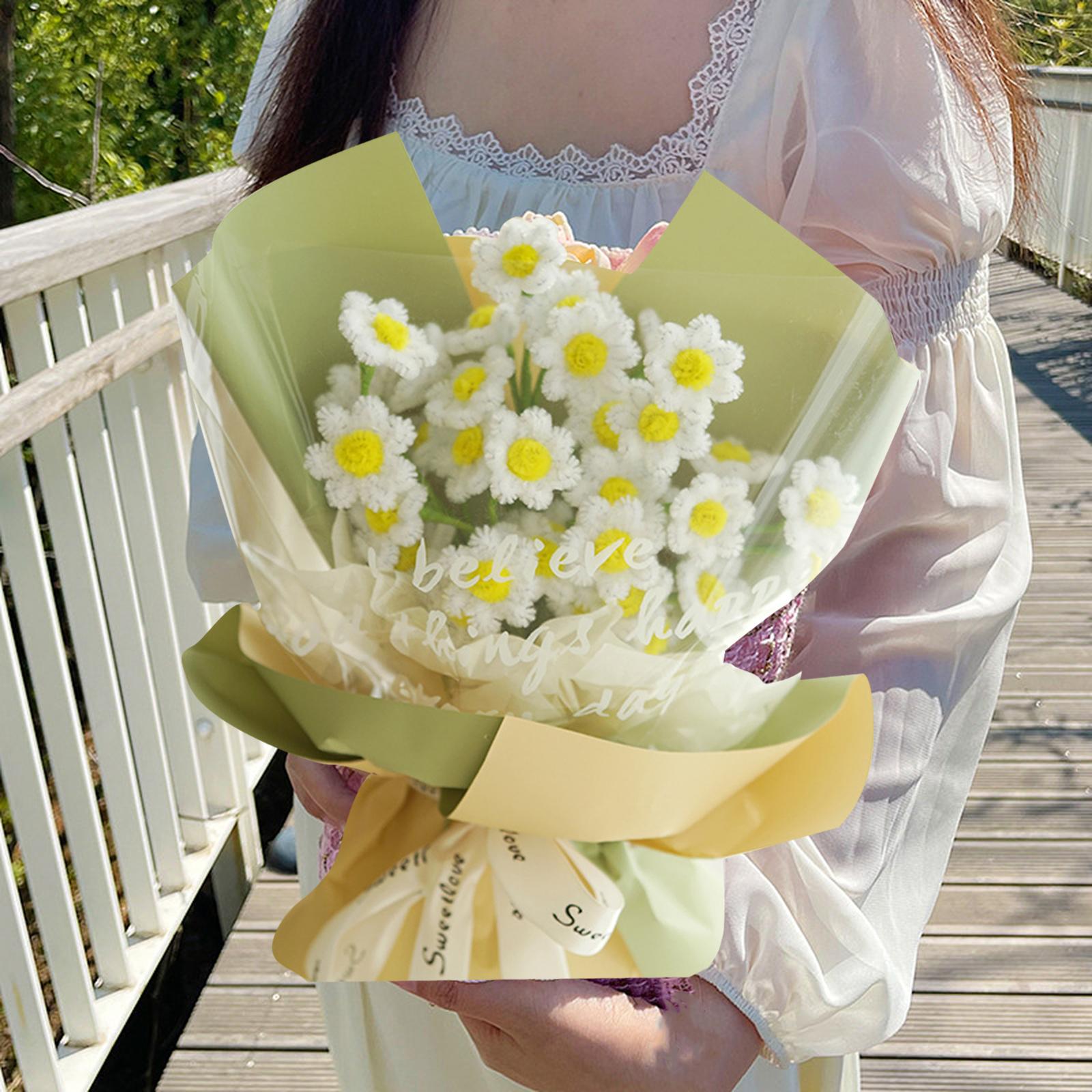 

DIY Plush Simulation Crochet Flowers Bouquet Artificial Flower Elegant