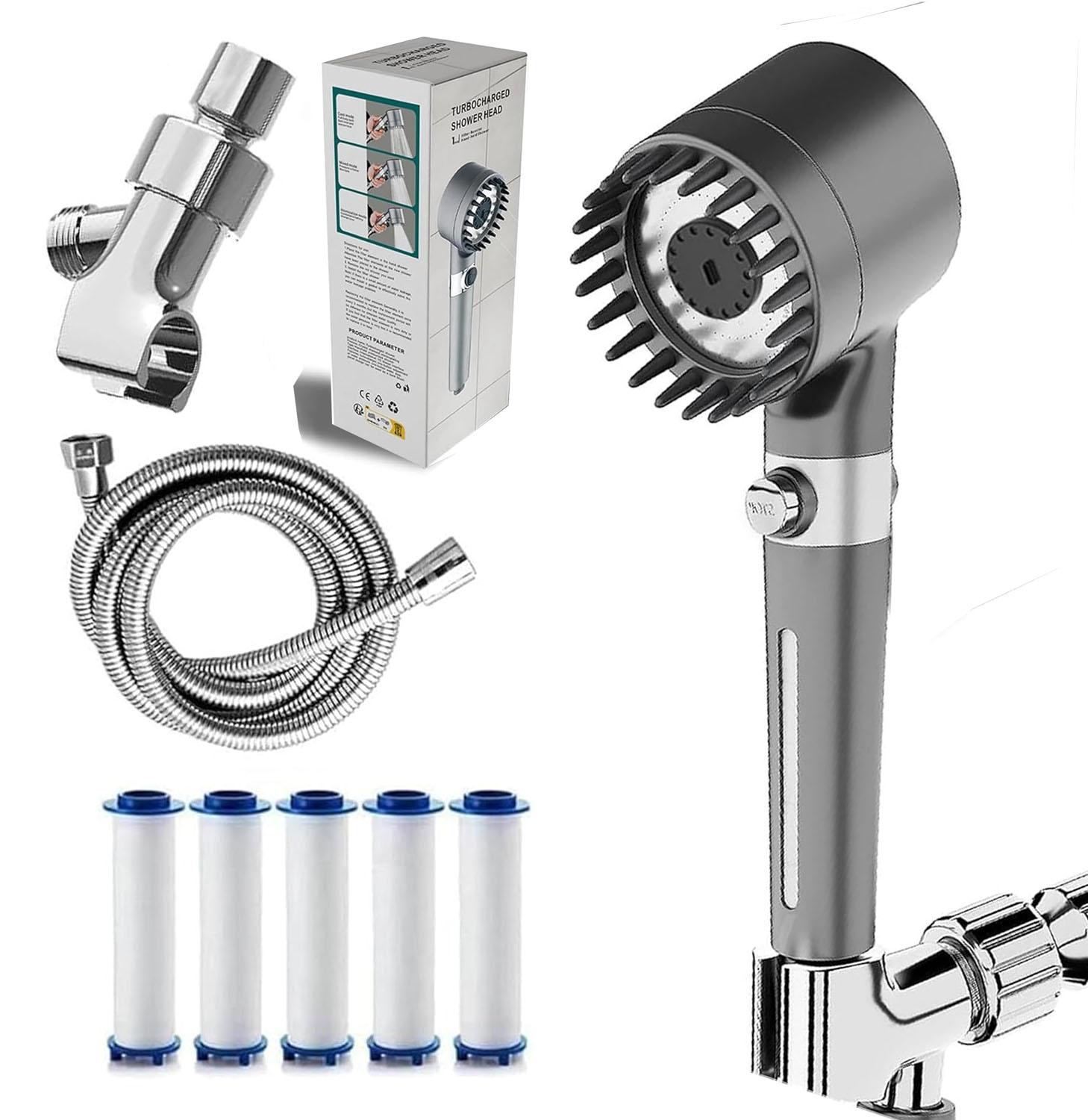 

New ion drop bathroom handheld drop faucet with tap for shower head filter for shower, turbocharger with multiple spray modes серый