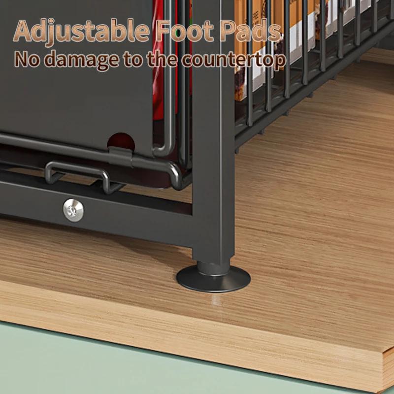 Double Drawer Sink Storage Rack Adjustable Height Household Sliding Cabinet Basket Space Saving Kitchen Storage Rack