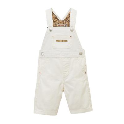 Plain White [MIKI HOUSE] Overalls, 3/4 Length, Logo, Overalls, Pants, Denim, Boys, Girls, Babies, Kids, Children's Clothes, 10-3334-572, 100cm,