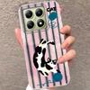 Milk White Line Cat Pattern Cartoon Phone Case For Xiaomi 14T 13T 11 Lite NE Poco X5 M6 X6 X7 X3 Pro NFC C65 C61 M5S Back Cover