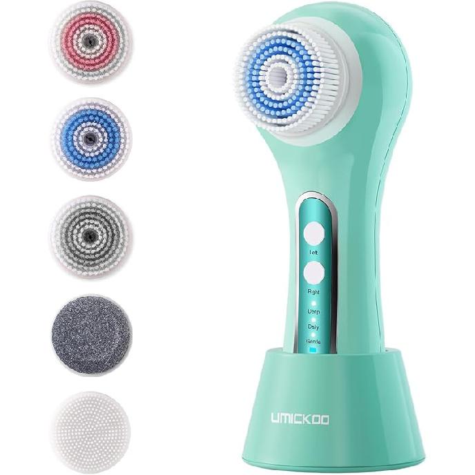 Face Scrubber Exfoliator,Facial Cleansing Brush Rechargeable IPX7 Waterproof with 5 Brush Heads,Electric Face Spin Brush for Exfoliating, Massaging