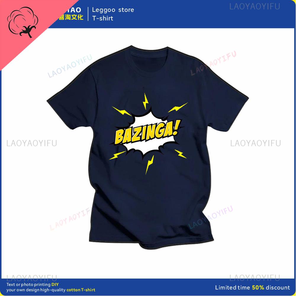 Big Bang Theory Bazinga Tshirt Mens Cotton Shortsleeved Sheldon Cooper Casual Everyday Streetwear