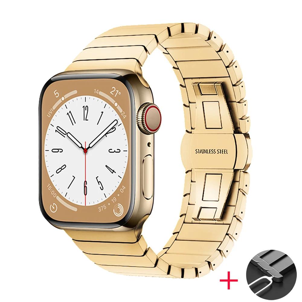 Metal Link Bracelet Strap for Apple Watch Band 45mm 49mm 44mm 41mm 42mm 46mm Stainless Steel Belt iWatch Ultra 11 10 9 8 7 Belt