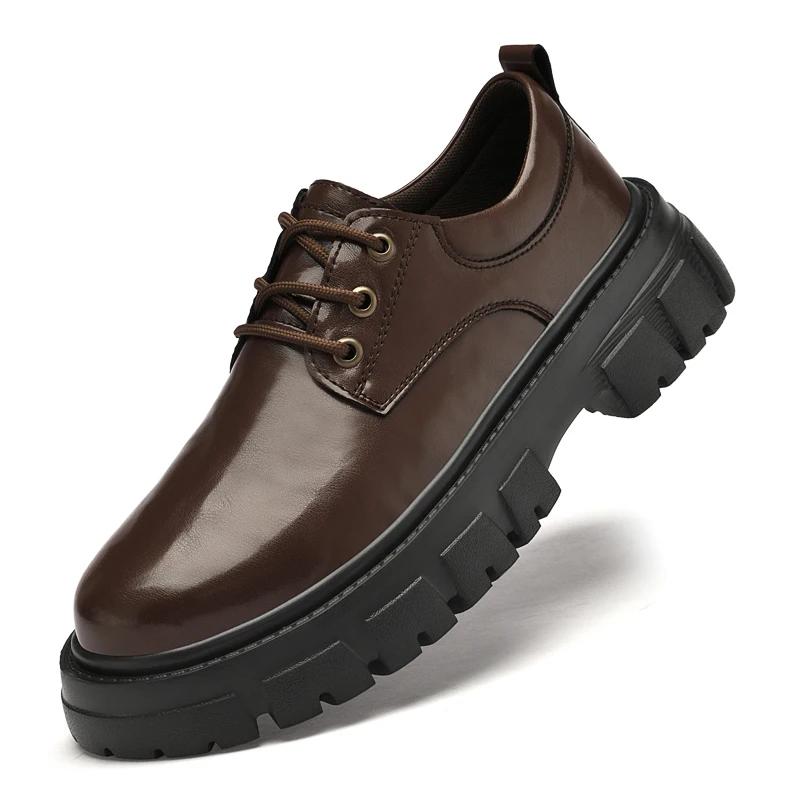 Modische Herren Freizeitschuhe aus Leder für Business und Werkzeugbau Stilvolle Dicksohlige Designerschuhe Hohe Qualität Bequeme Oxford-Schuhe zum Gehen