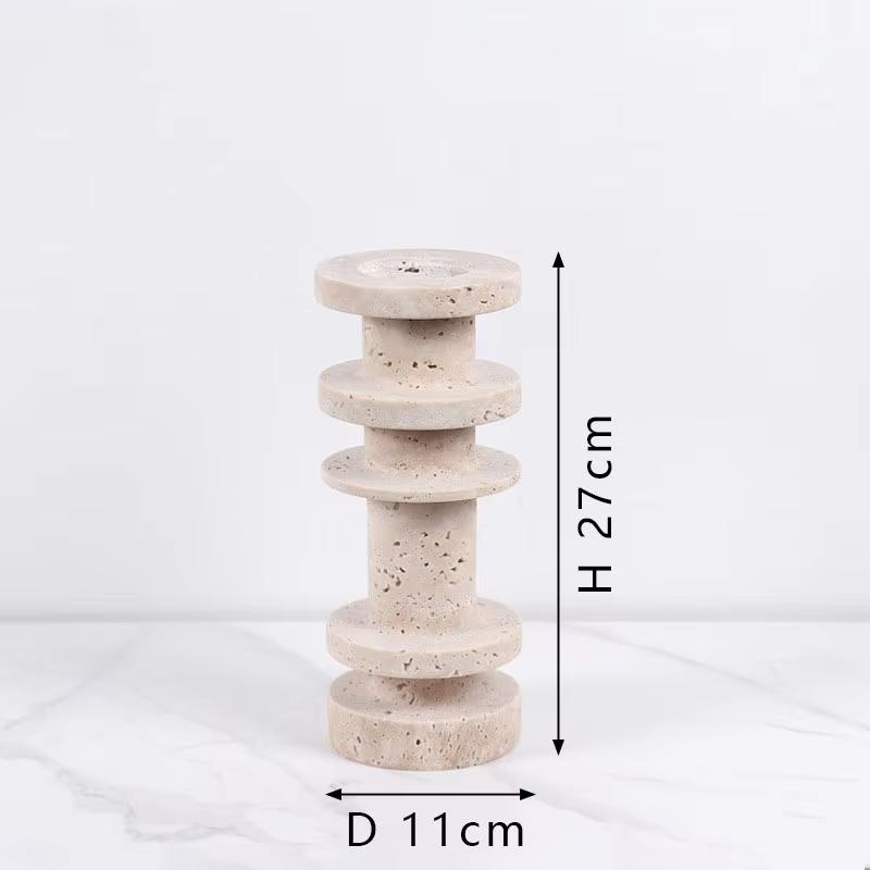 Nordic Style Wholesale Hotel Home Decoration Honed Surface Marble Travertine Candle Holder Candle Stick Holders