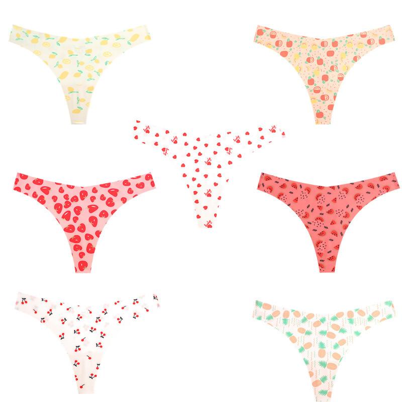 FINETOO SeamlessThongs für Damen, bequeme Dessous, T-Rücken, bedruckte Unterwäsche, sexy G-String, sexy Höschen