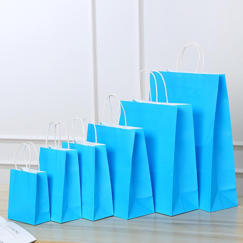 Spot Multi-color Kraft Paper Bag with Handles for Advertising, Gift Packaging, and Shopping, with Custom Printed Logo