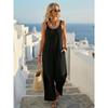 Nuovo Jumpsuit Cami Donna Estivo Monocolore Largo, Stile Vacanza Casual Tendenza Europea Americana per Outfit Crossbody