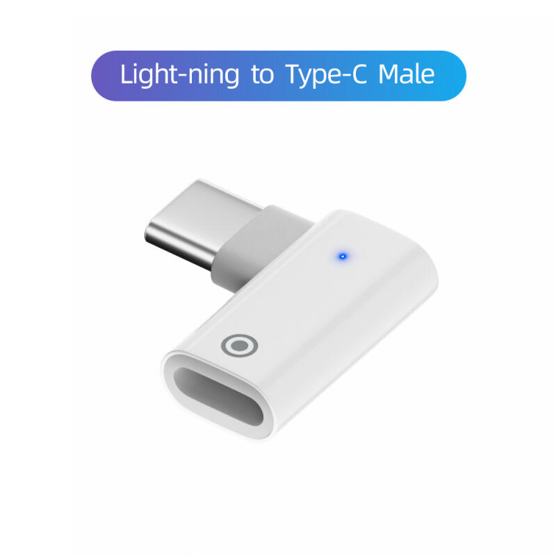 

Адаптер для зарядки стилуса Fonken для Apple Pencil 1-го поколения Type-C с разъемом для зарядного устройства Lightning со световым индикатором Style B белый