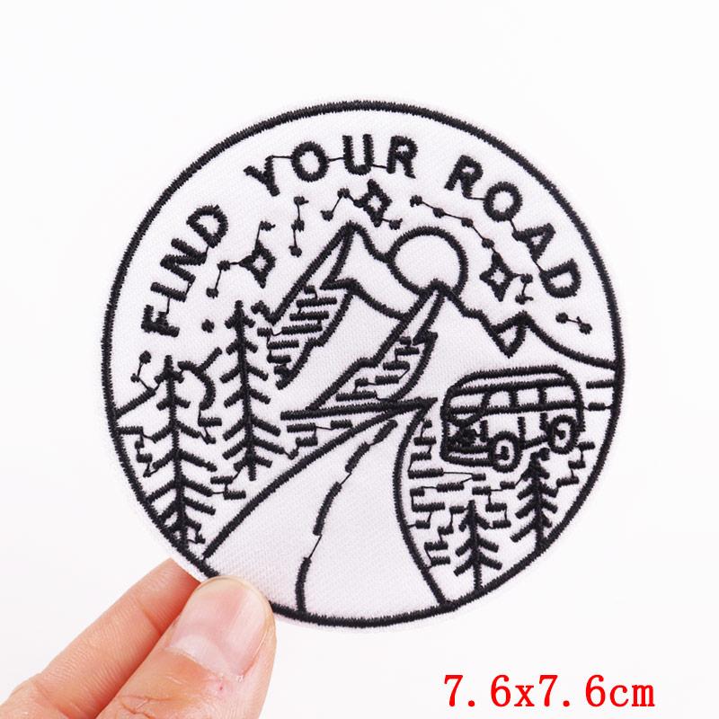 Outdoor/Adventure Embroidey Patch DIY Cartoon Sun Iron On Embroiderd Patches For Clothing Sew Stickers Badge Decoration