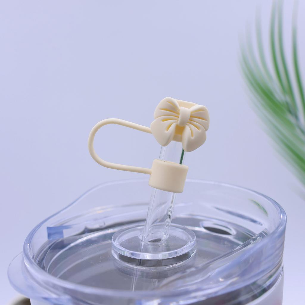 Roztomilé mašličkové krytky na brčka Roztomilý silikonový topper na brčko pro termosku Stanley 10mm Prachotěsná krytka na brčko Hrot Příslušenství k tumbleru