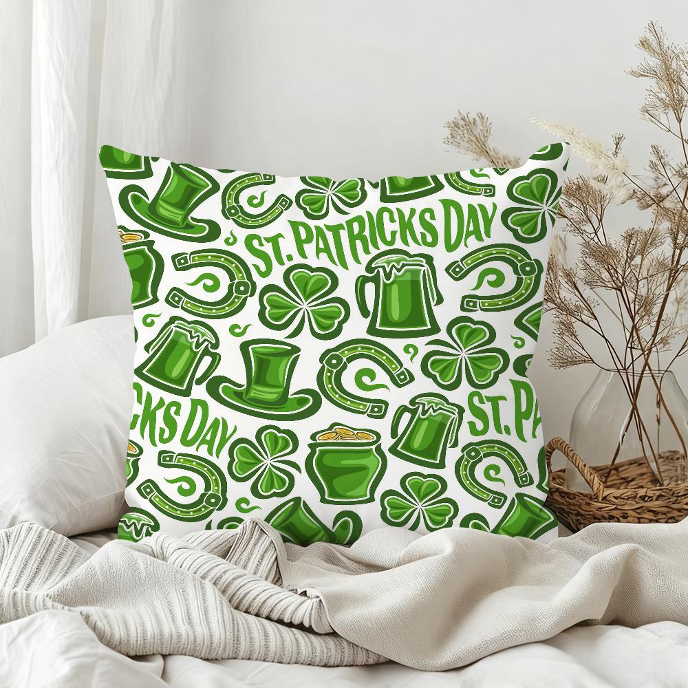 Happy Green St.Patrick'S Day Pillow Case Sofa Living Room Bedroom Headboard Backrest Square Cushion Nap Time