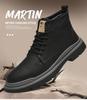 Men's Retro Leather Work Boots - Large Size, Soft Sole, Plus Velvet Warm High-Tops
