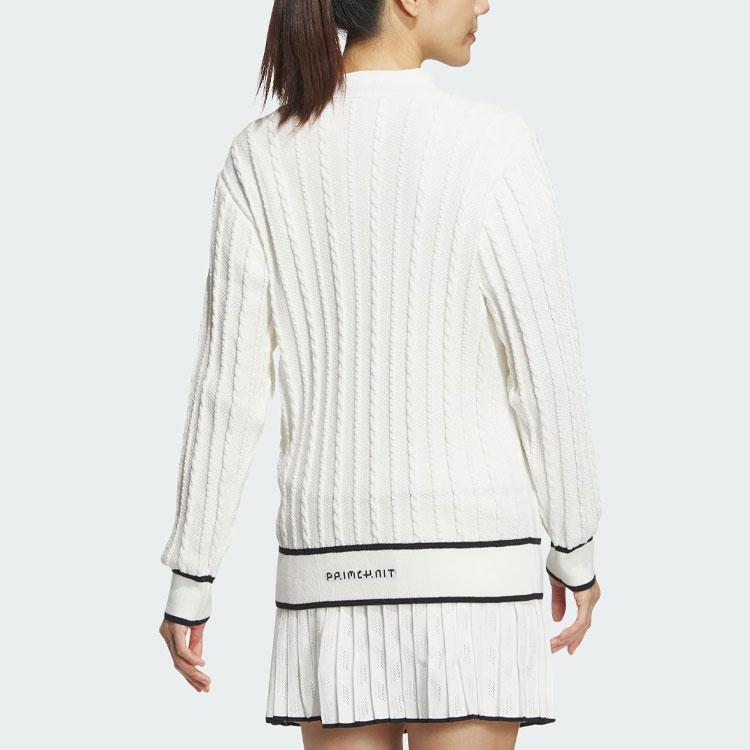 adidas Primeknit Zopfmuster Cardigan Drei Streifen Colorblock Golfpullover Damen Cardigans Weiß IN6624