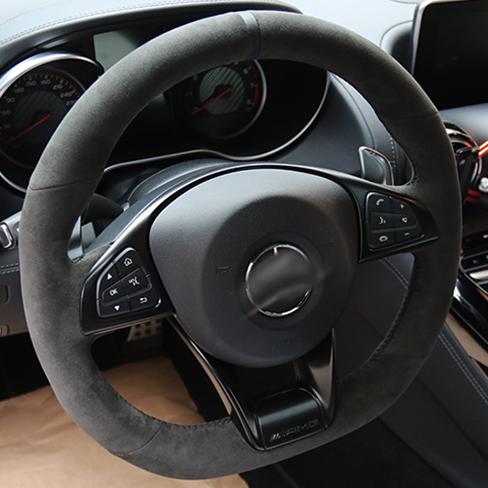 Customized Real Alcantara Steering Wheel Cover for Mercedes Benz W176 W246 W205 C117 R231 R172 AMG C43 Braid on Steering Wheel