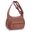 Waterproof Nylon Crossbody Bag for Women Multi Pocket Shoulder Handbag with Wide Strap