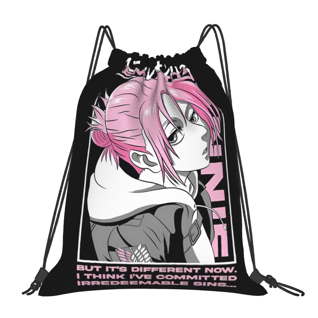 Custom Attack On Titans Drawstring Backpack Women Men Sport Gym Sackpack Foldable Manga Training Bag Sack