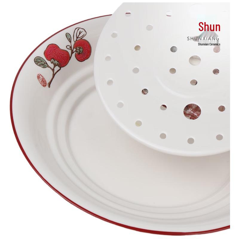 Shunxiang Double-Layer Ceramic Dumpling Plate
