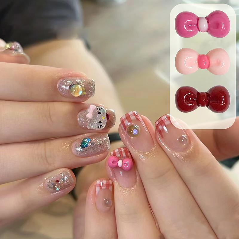 60/90/120 Pcs Resin Bow Nail Art Accessories Kawaii Girl Anime Cartoon Nails Assembly Diy Beauty Manicure Decor