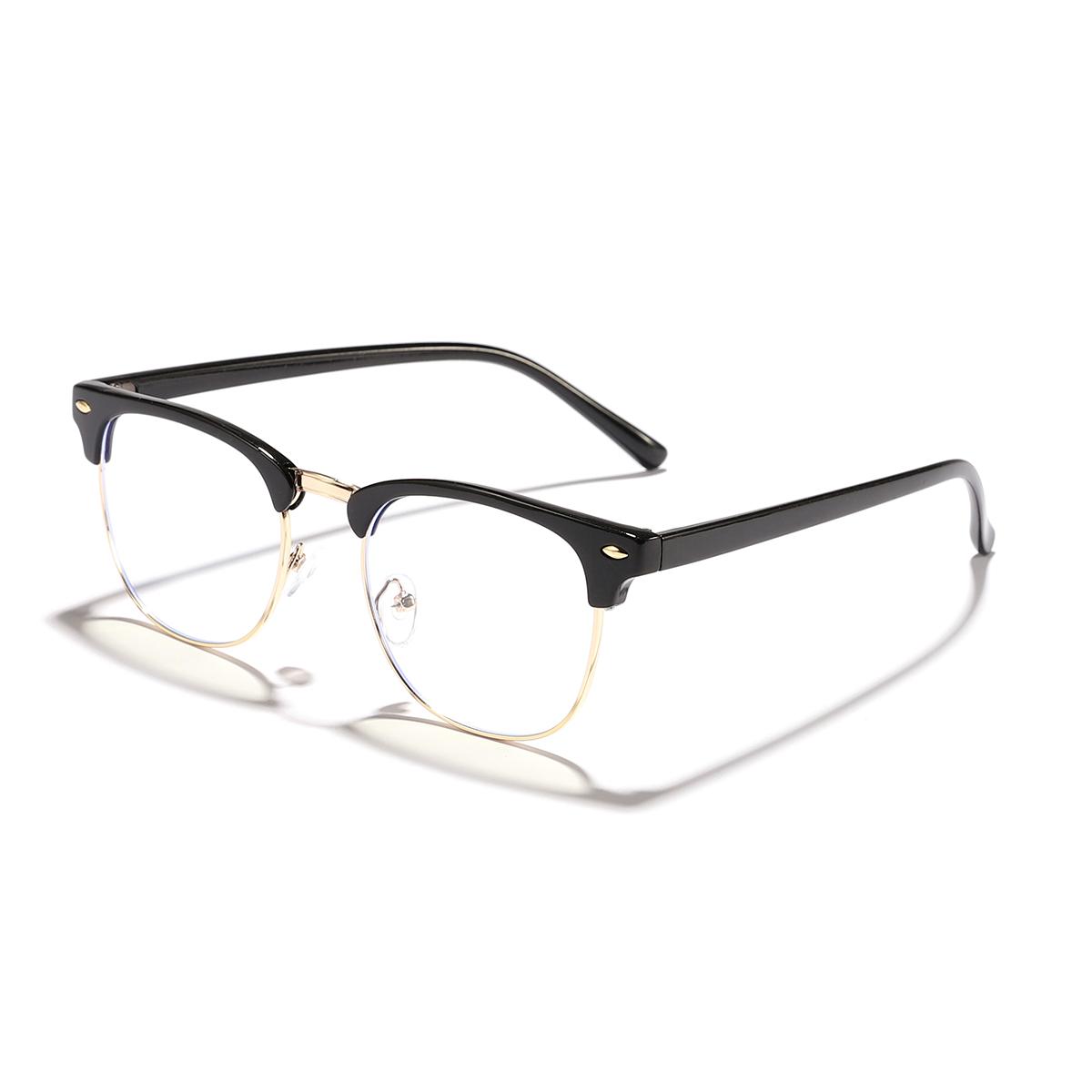 

Cross-border simple square frame business style anti-blue light glasses for male and female metal students myopia glasses