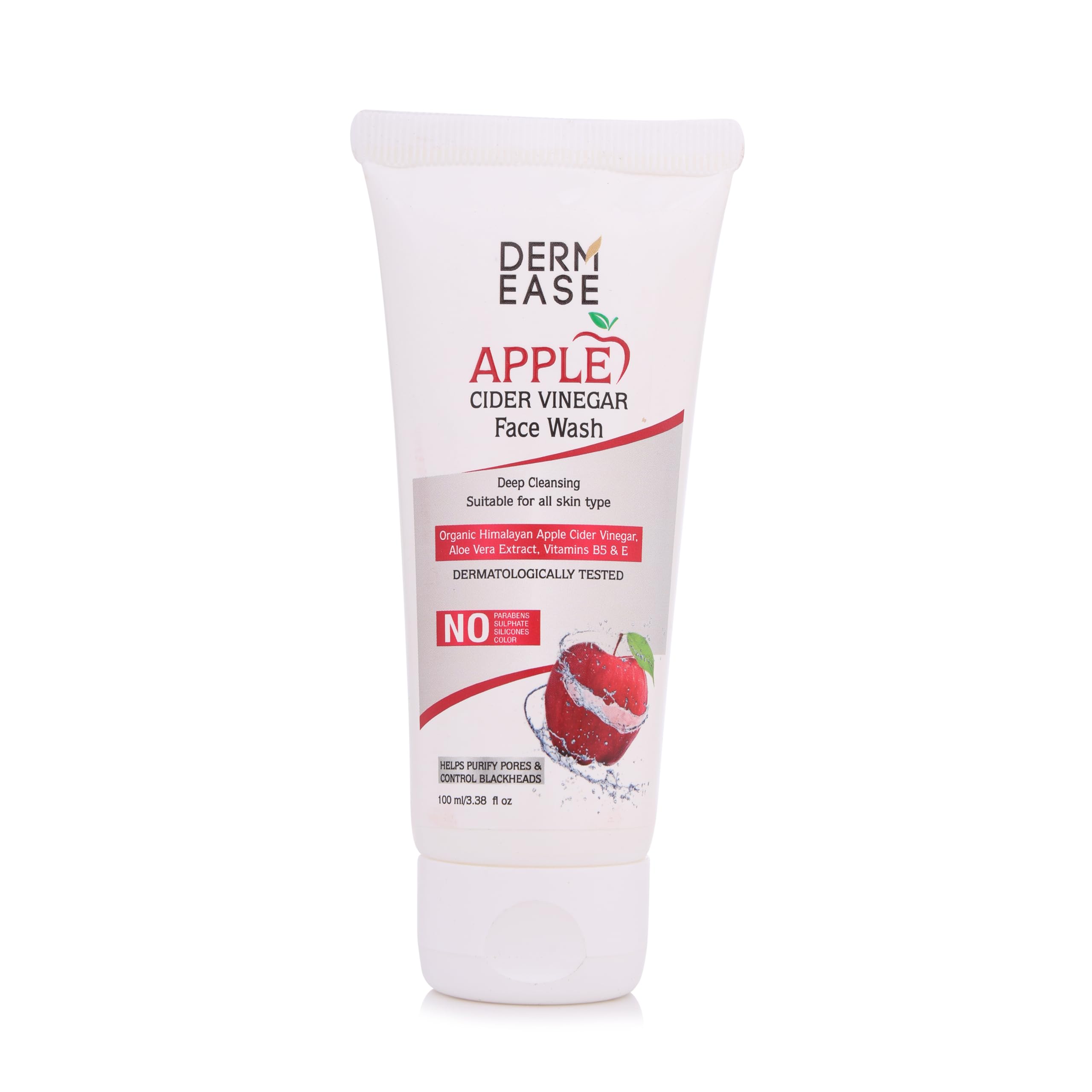 Derm Ease Apple Cider Vinegar Face Wash 100ml | Deep Cleansing Face Wash for Men & Women |No Parabens Sulphate Silicons Color Face Wash for Oily Sk
