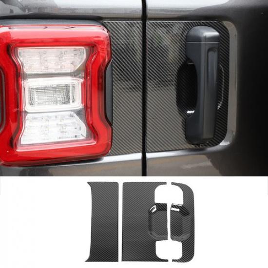 3x Tailgate Door Handle Panel Cover Trim for Jeep Wrangler JL 2018+ Carbon Fiber