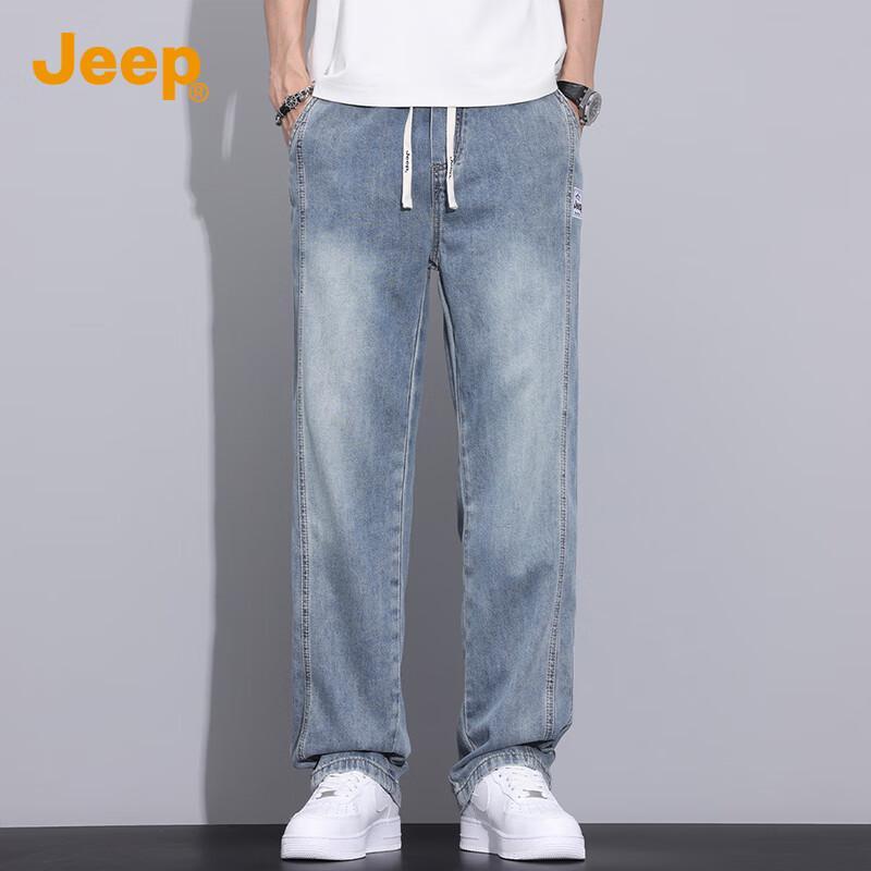 JEEP Men's Loose Fit Straight-Leg Jeans