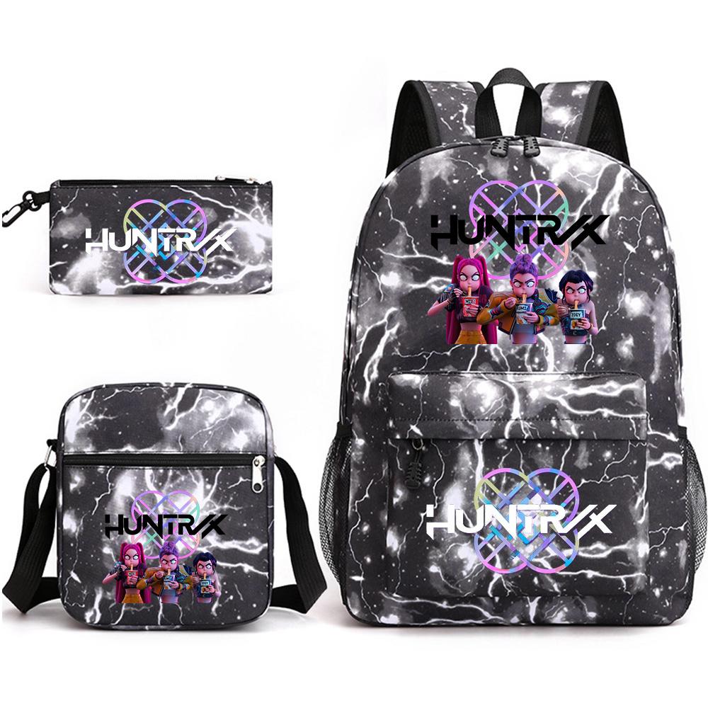 3Pcs/set Anime Printed Backpack with Shoulder Bag Pencil Case for Teenager Student Boy Girl SchoolBag Large Capacity Waterproof Bookbag Kid Gift