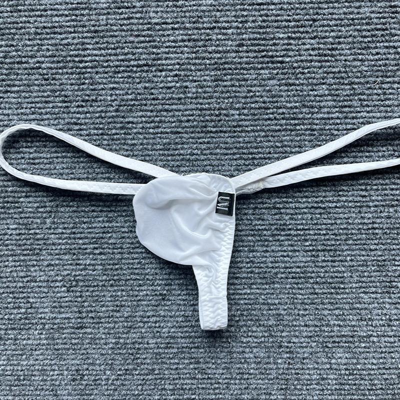 Low Rise Mini G-String Men Sexy Underwear Ice Silk Micro Bikini Trunks Bulge Pouch T-Back Thongs Erotic Panties Soft Underpant