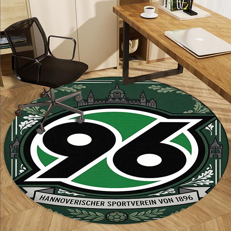 Hannover 96 Fußballmuster Runder Teppich, Innen-/Außenmatte, für Picknick, Spielzimmer, Schlafzimmer, Büro, Wohnzimmer, Heimdeko Teppich, Geburtstagsgeschenk