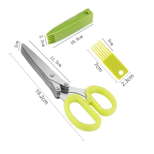 3-Piece Set: Herb Cutter Scissors, 5-Blade Kitchen Scissors, Shredder Scissors, Onion Scissors, 5-Blade Kitchen Scissors, All-Purpose Scissors, and Ve